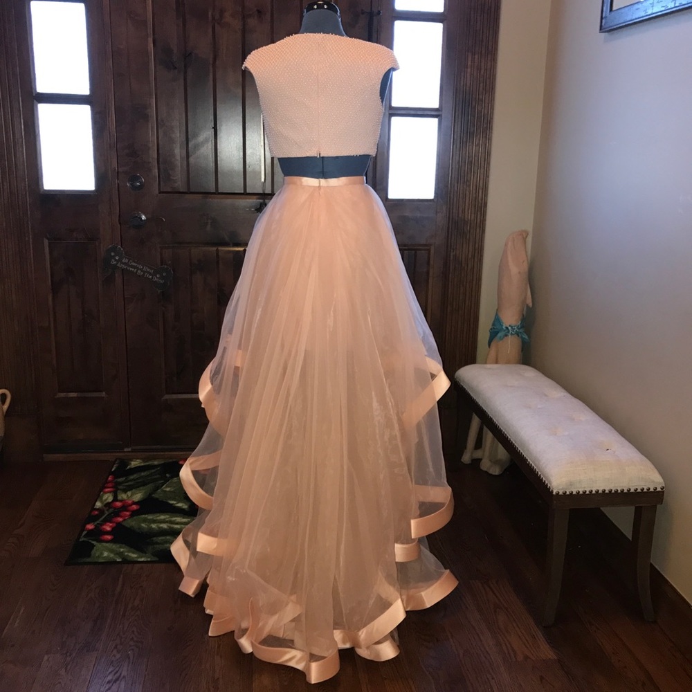 TERANI 2pc Beaded Crop Top BLUSH PINK Prom Gown! - Picture 3 of 6